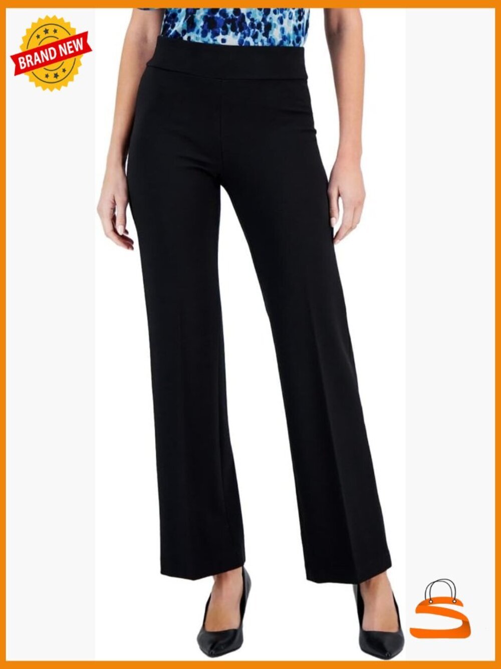 Pull-on Wide Leg Pants for Work - Wrinkle Resistant - Mid Rise Slacks